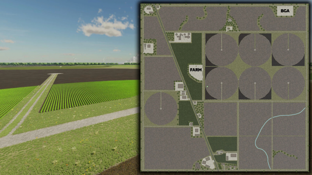 FS22 Lexington Map v1.0.0.0 showing a detailed farm layout and fields in Farming Simulator 22 mod.