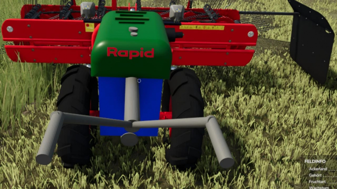 FS25 mod Rapid Special v1.0.0.0 tractor tool on grass field.