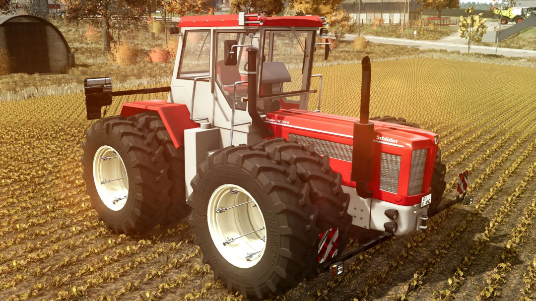 Red Schlüter 2500 VL tractor mod for FS25 parked on a field in Farming Simulator 25.