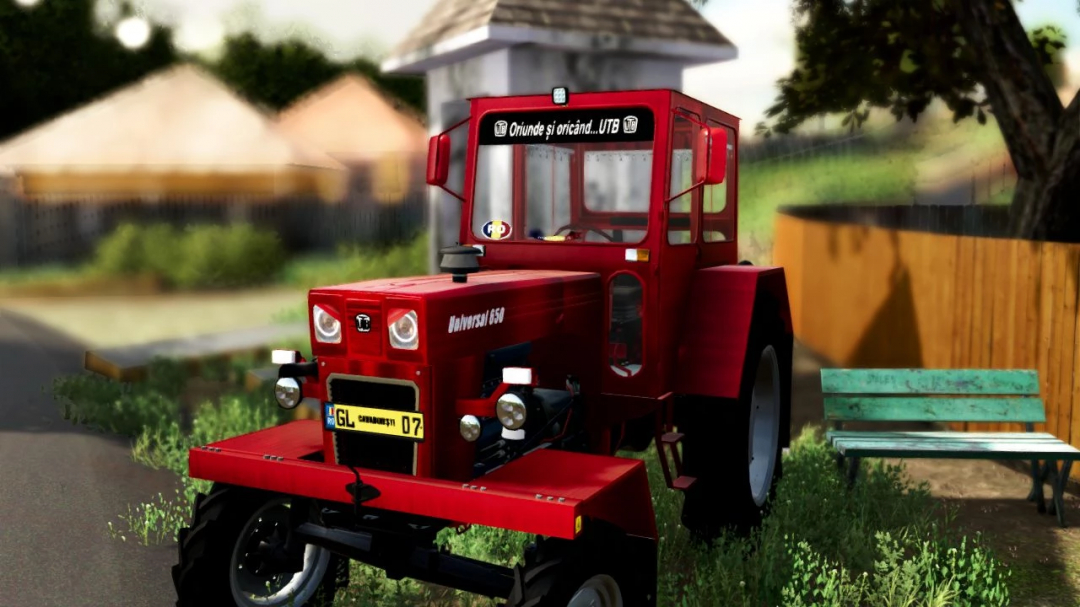 FS22 mod UTB650 CAV v1.0.0.0 features a red classic tractor in a rural setting.