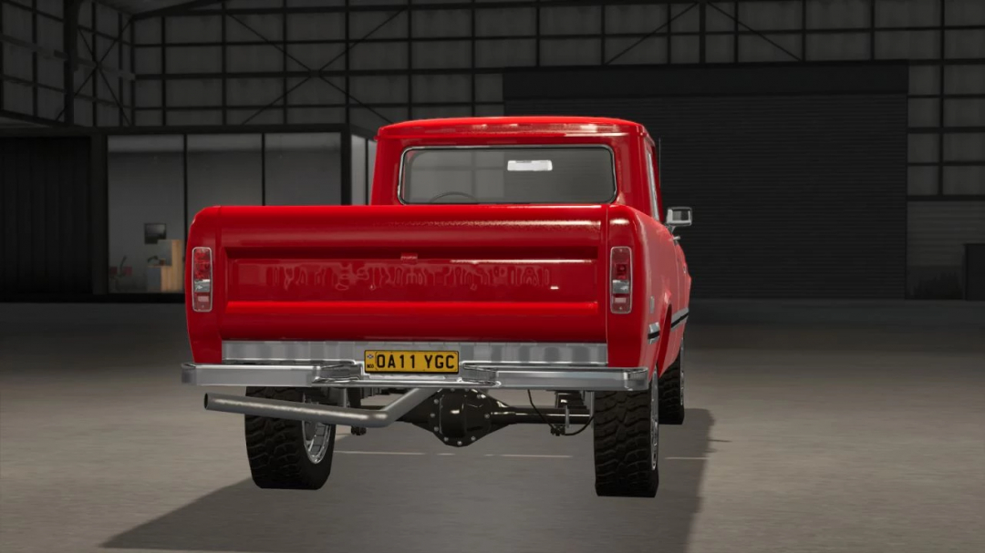 FS25 mod featuring United Kingdom License Plates on a red truck, version 1.0.0.0.