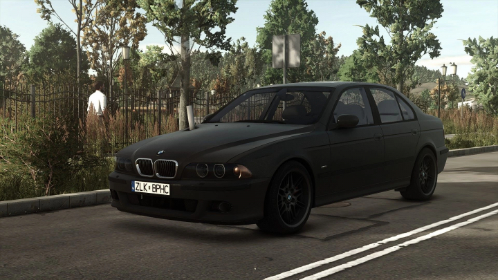 fs25-mods,  BMW E39 530D mod for FS25 parked on a road with trees in the background.