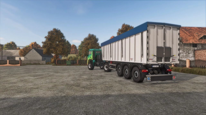 fs25-mods, Benalu 55m3 trailer mod in FS25, parked in a rural area.