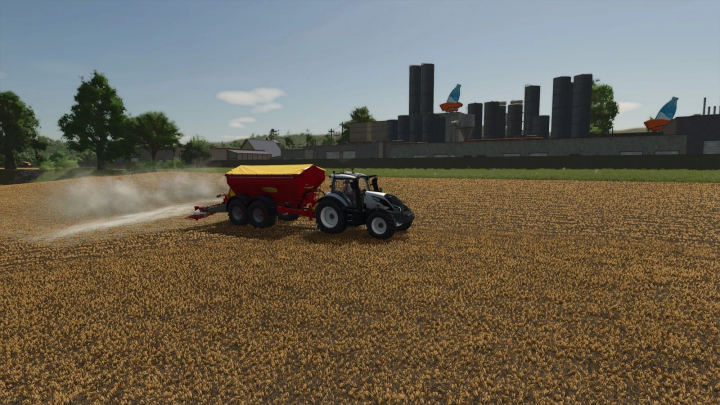 fs25-mods,  FS25 mod Bredal K 165 v1.0.0.0 fertilizer spreader on a field with tractor in Farming Simulator 25.