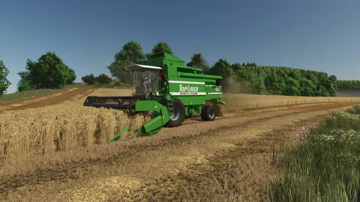 fs25-mods, Deutz Fahr Topliner 4090HTS harvesting in FS25 mod pack.