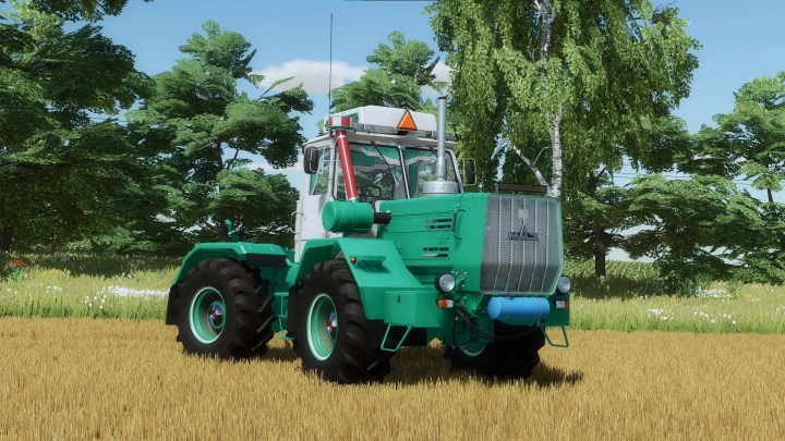 fs22-mods,  HTZ T-150K V8 tractor mod in Farming Simulator 22, shown in a field with trees.