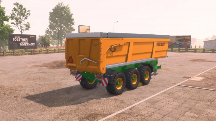 fs25-mods,  FS25 mod Joskin TransSpace 8000 v2.0.0.0 trailer in a farm setting.