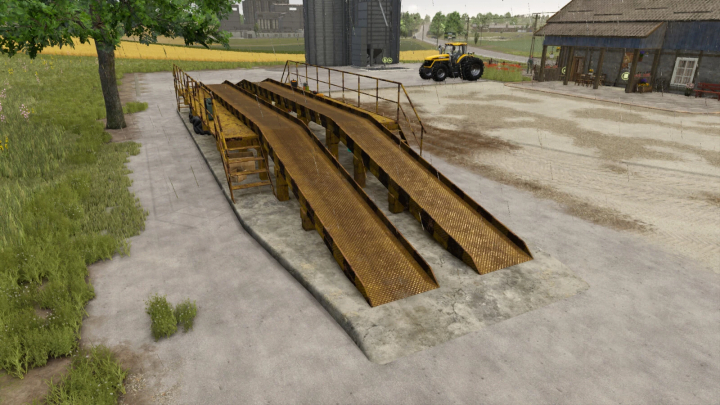 fs25-mods,  Lizard Repair Ramp v1.0.0.0 mod for FS25, featuring dual ramps on a farm setting.