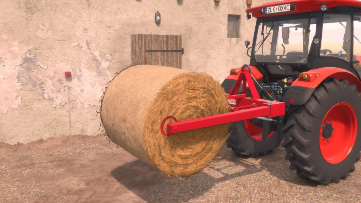 fs25-mods,  FS25 Metal-Fach T225 mod with tractor holding hay bale