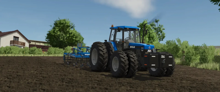 fs25-mods,  New Holland / Ford 8340 tractor mod in FS25 plowing a field.