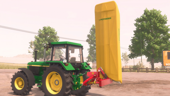 fs25-mods,  FS25 mod Pöttinger NOVADISC 350 v1.0.0.0 attached to a tractor in Farming Simulator 25 setting.