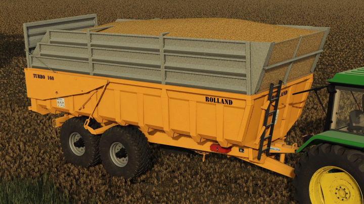 fs25-mods,  Rolland Turbo 160 trailer filled with crops in Farming Simulator 25 mod.