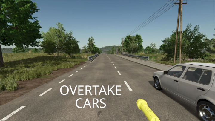 fs25-mods, FS25 mod Speed Of Light v1.0.0.0 showing road with overtaking cars feature.