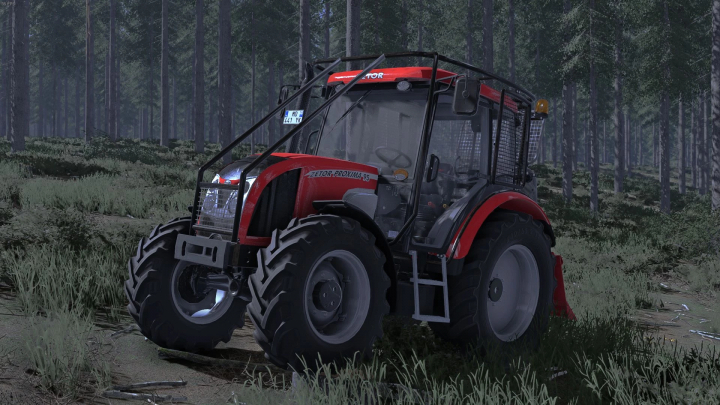 fs22-mods, Zetor Proxima 85 Forest Edition tractor in FS22 mod, depicted in a dense forest setting.