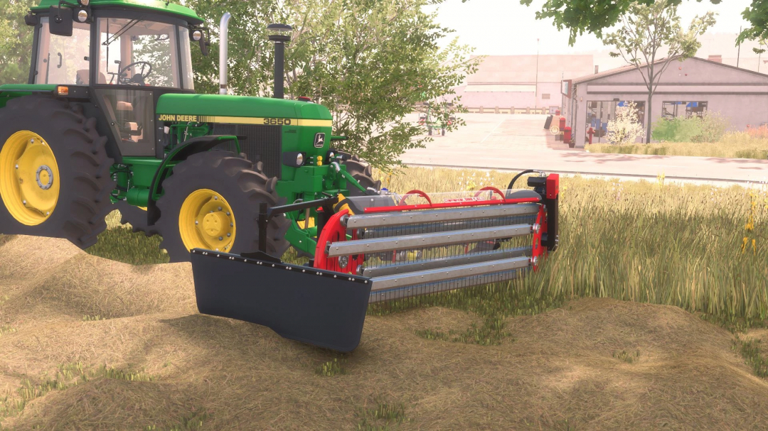 BBU Clementer 300 F Eco v1.0.0.0 mod for FS25 showing a green tractor with attachment in a grassy area.