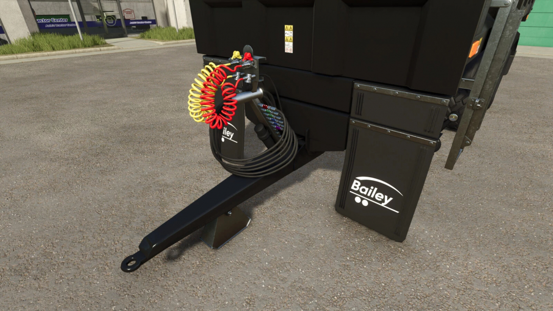 Bailey High Lift Trailer mod for FS25, showcasing detailed attachments and hoses.