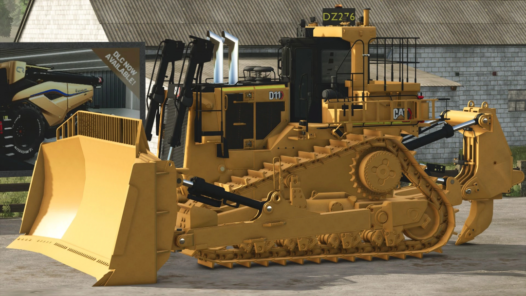 CAT Next Gen Dozer D11 showcased in FS25 mod pack, emphasizing detailed machinery design.