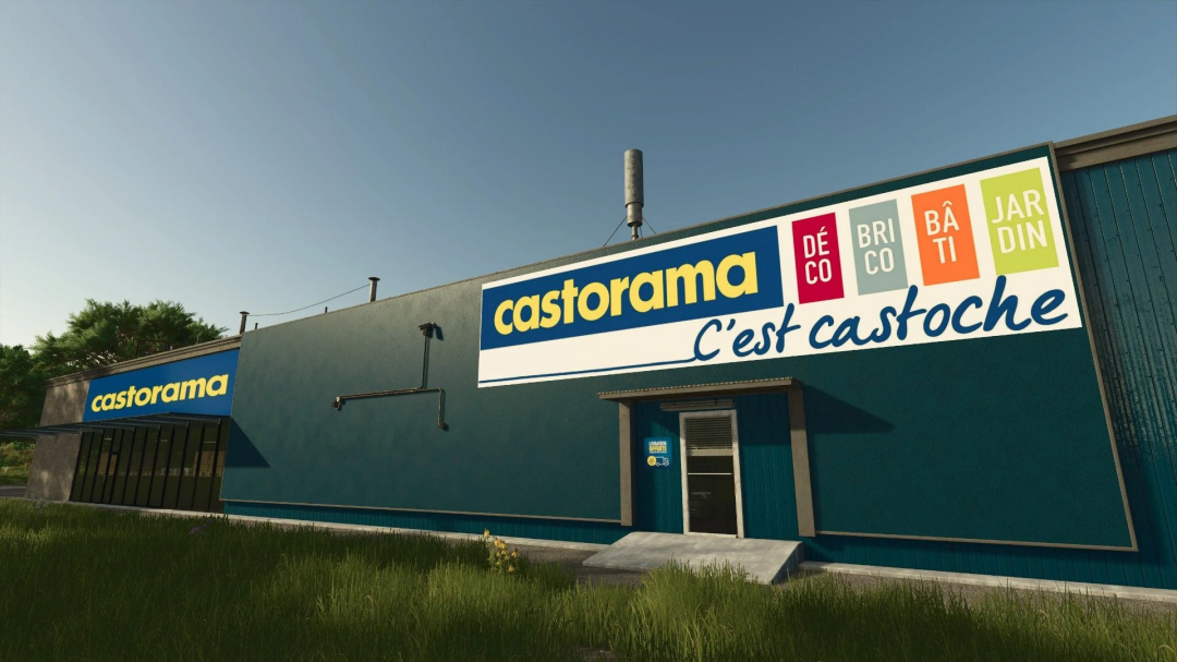 FS25 mod Castorama v1.0.0.0 building with signage in Farming Simulator 25.