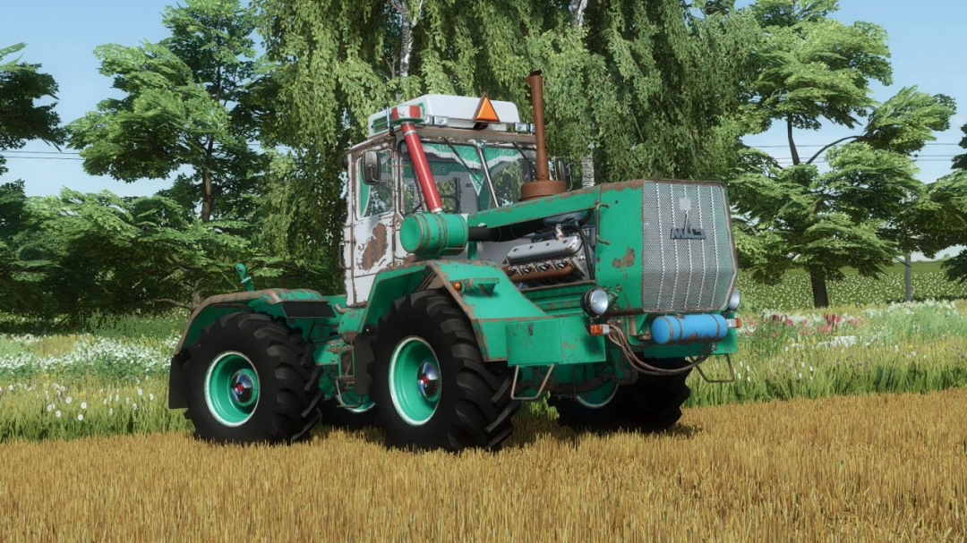 FS22 mod HTZ T-150K V8 tractor in a field, showcasing Farming Simulator 22 mod features.