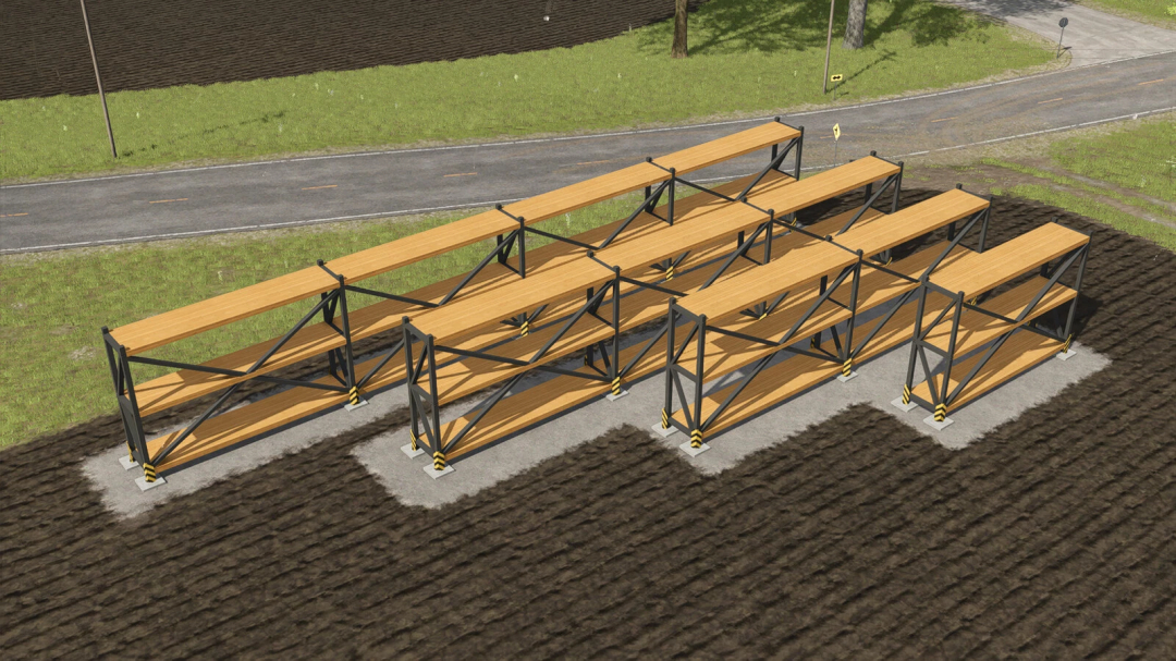 Heavy Duty Shelf Pack mod for Farming Simulator 25 displayed on a field.