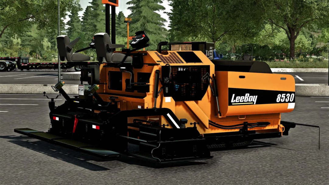 Lee Boy 8530 paver mod in FS22 game environment, showcasing detailed machinery design.