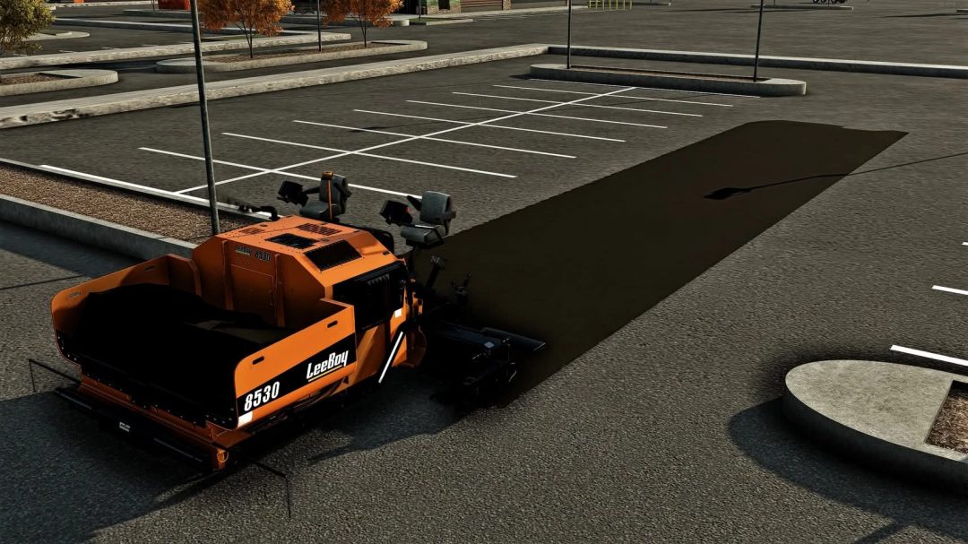 Lee Boy 8530 paver mod for FS22 in action on a parking lot.