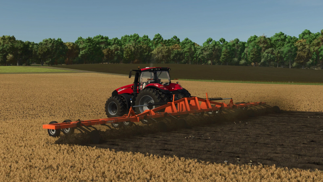 FS25 mod Lizard SM 72 And 82 v1.0.0.0 in action, a tractor plowing a field in Farming Simulator 25.