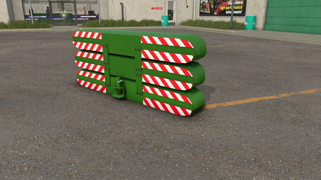 Lizard TT WR weight pack mod for Farming Simulator 25, featuring green counterweights with red and white stripes.