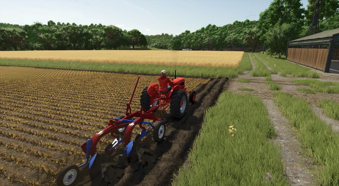 FS25 mod showing McCormick Deering Little Genius Plow in a field setting.