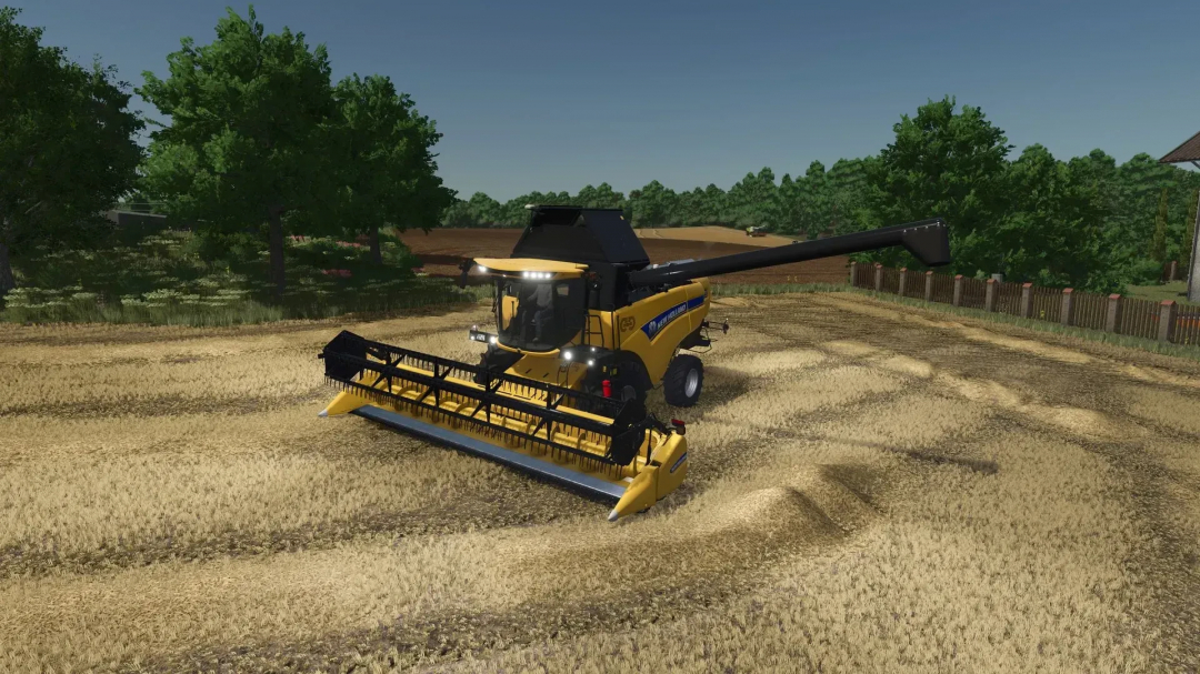 New Holland CH 7.70 combine in a field, FS25 mods.