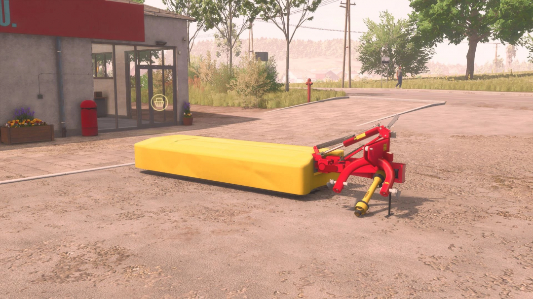 Pöttinger NOVADISC 350 mod in FS25, showcasing the mower in a rural outdoor setting.