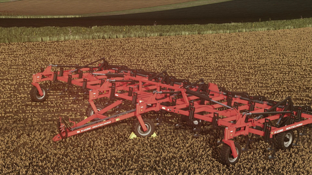 Rostselmash K-12200 cultivator on a field in FS25 mod, Farming Simulator 25.