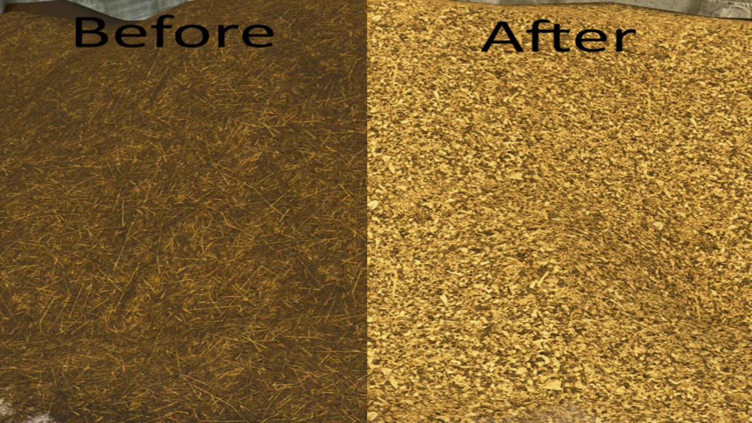 FS25 mods silage texture prefab v1.0.0.0 shows before and after texture change.