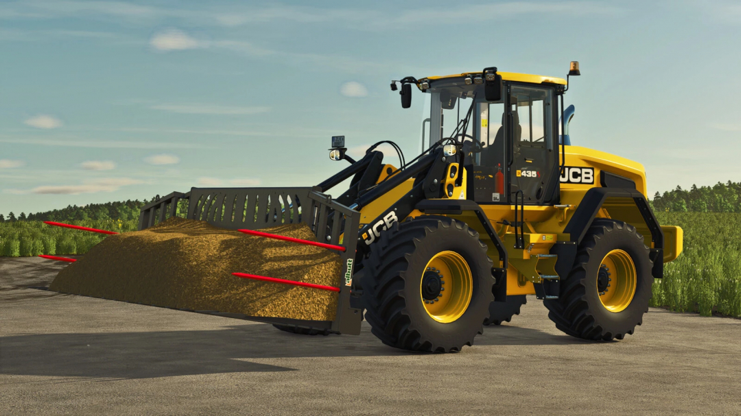 FS25 mod features JCB loader with silage texture in Farming Simulator 25.