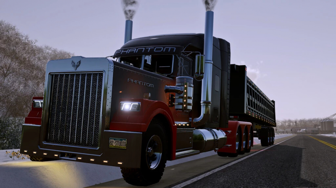 TLX Phantom Series truck mod in FS22 parked on road at dusk.