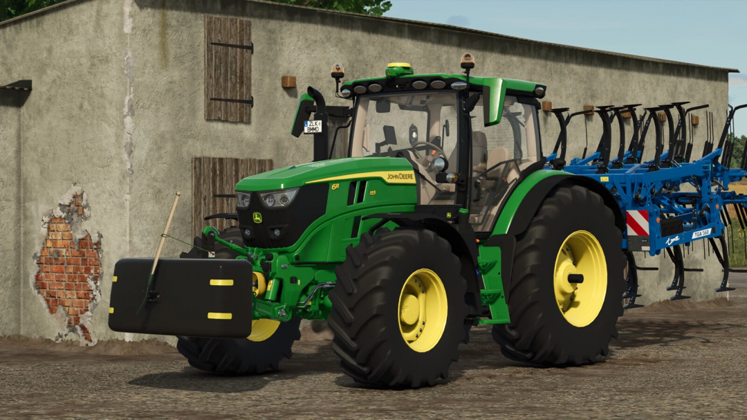 FS25 mod Tenwinkel Weight Pack on a green tractor in Farming Simulator 25.