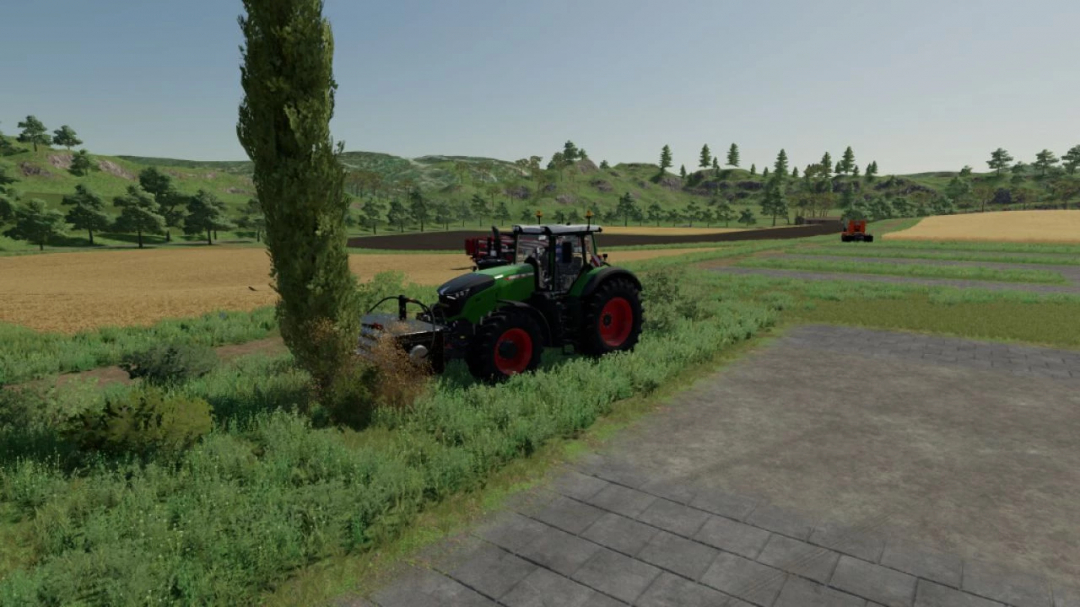 FS25 mod Trees Devourer v1.0.0.0. Tractor with tree removal device in Farming Simulator 25.