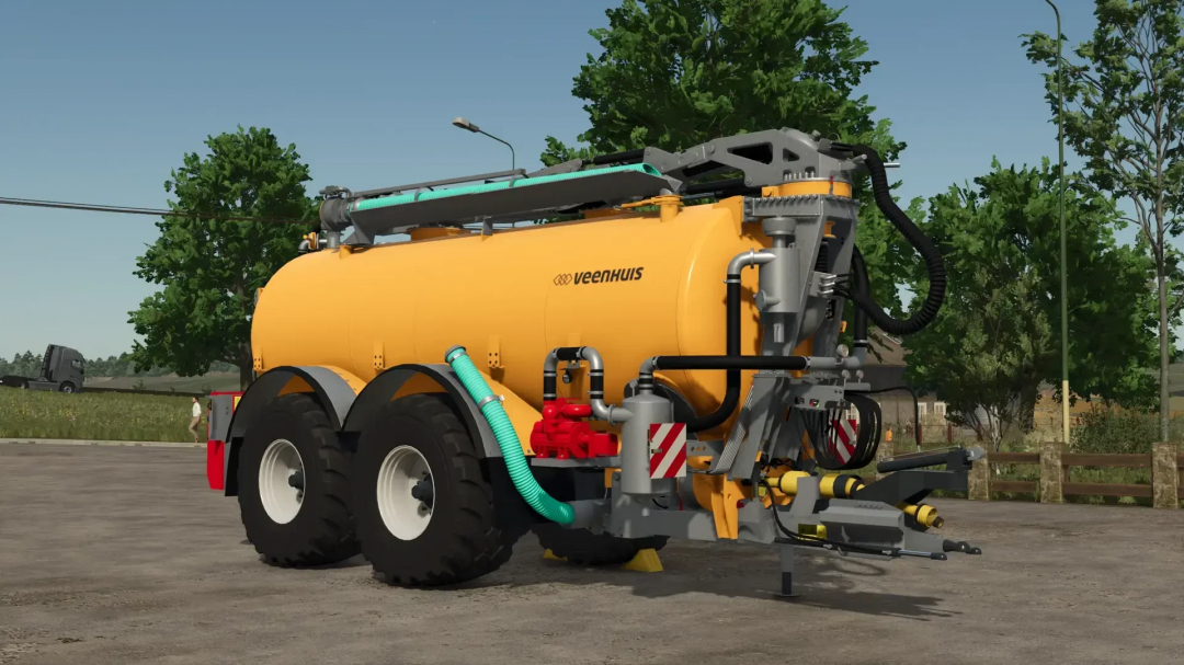 FS25 mod Veenhuis Premium Integral 20000 v1.0.0.0, a large yellow slurry tank trailer for Farming Simulator 25.