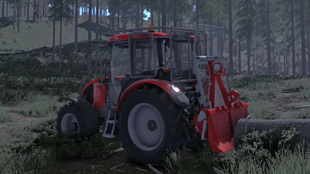 Zetor Proxima 85 Forest Edition tractor in FS22 mod, set in a dense forest environment.