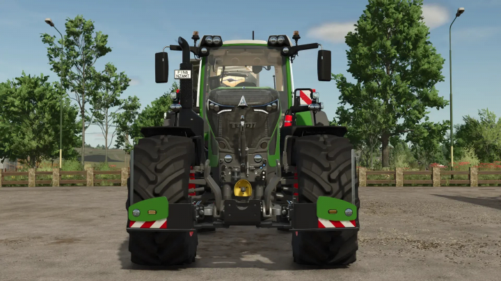 fs25-mods,  Fendt 900 Agribumper v1.0.0.2 mod for FS25, showcasing rear view of a tractor with green accents in a rural setting.