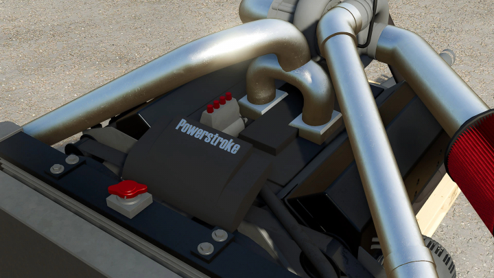 fs25-mods,  Close-up of Ford 7.3 PowerStroke Turbo Diesel engine mod for FS25.