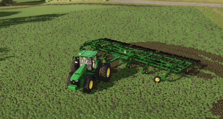 fs25-mods,  John Deere 4010 Plow v1.0.0.0 mod in FS25, showing a green tractor plowing a field.