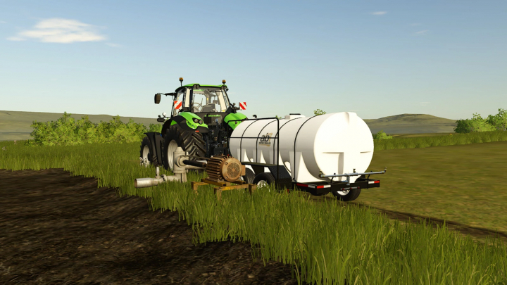 fs25-mods,  FS25 mod, Manual Field Flooding v1.0.0.0, showing a tractor with a water tank in a field.