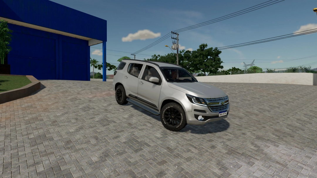 FS22 mod Chevrolet Blazer v1.0.0.0 parked in a driveway in Farming Simulator 22.