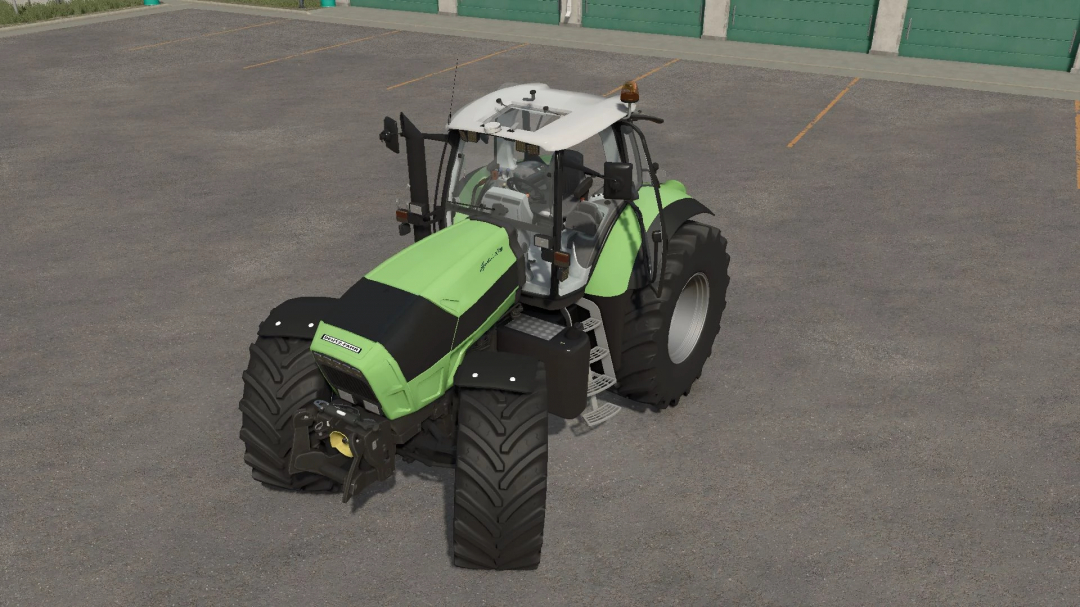 Deutz X710-30 tractor mod in FS25 parked in a lot.