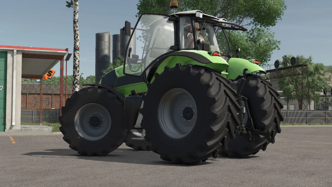 Rear view of the Deutz X710-30 tractor mod in FS25, showcasing large tires and detailed design in Farming Simulator 25.