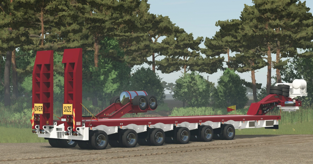 Drake Dolly and Platform Pack v1.0.0.0 mod for FS25 showing a multi-axle trailer with a forest background.