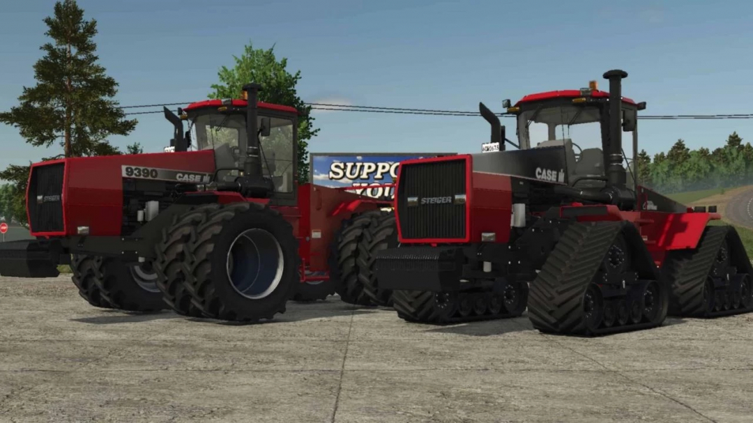 FS25 Case QT Steigers mod showcasing two red tractors in Farming Simulator 25.