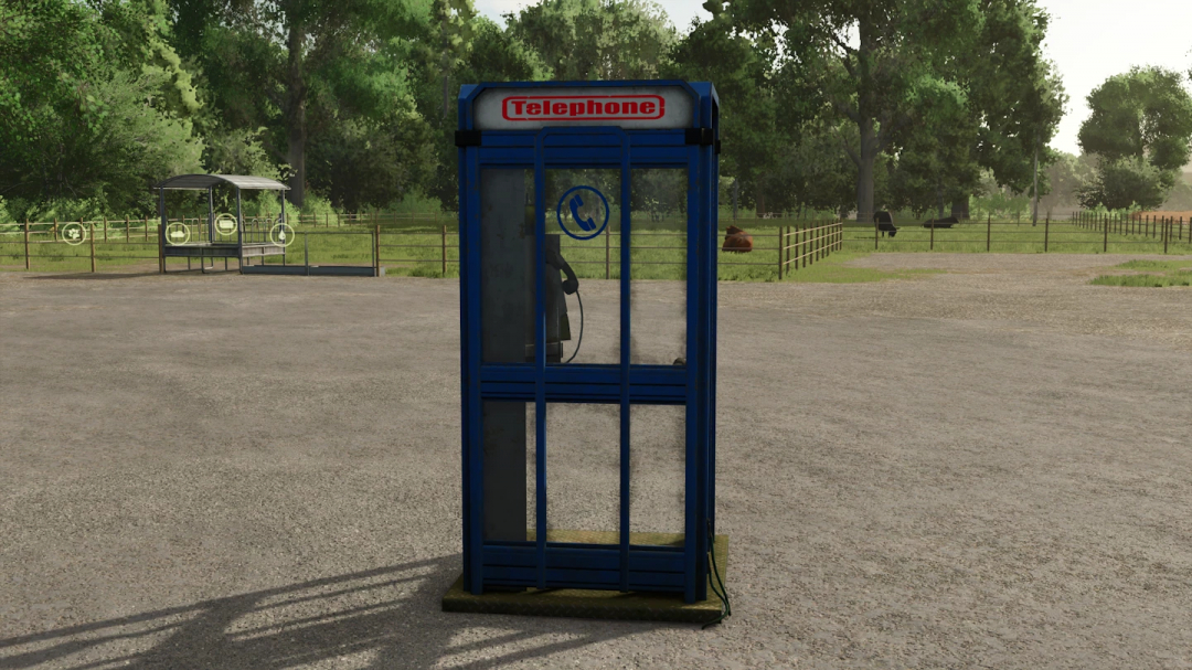 FS25 mods - Blue phone booth in Farming Simulator 25 mod Matrix Teleporter v1.0.0.0.