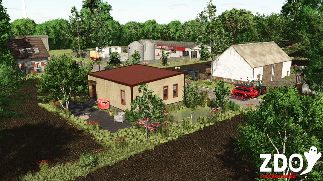 Rysiowice Poland Map v1.0.0.0 for FS25 showing a farm with buildings and machinery.